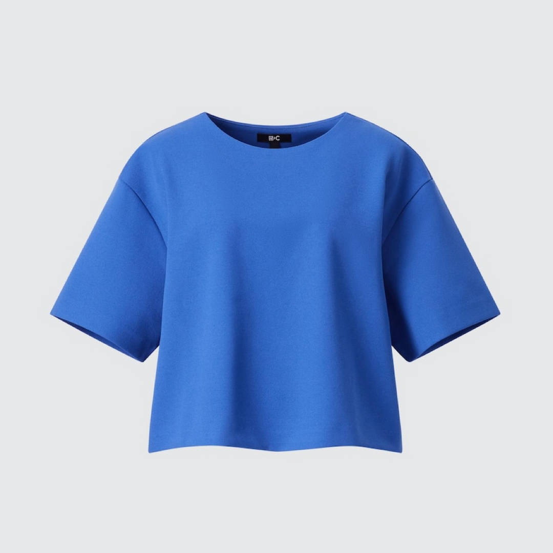 UNIQLO(ユニクロ)のUNIQLO クレープジャージーT 65ブルー　L 完売　新品タグ レディースのトップス(Tシャツ(半袖/袖なし))の商品写真