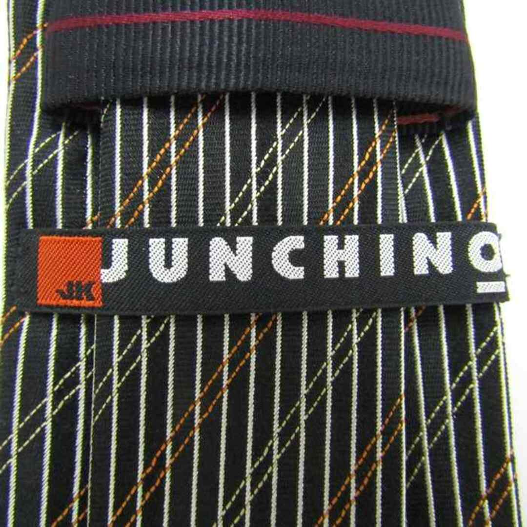 ジュンキーノ ブランド ネクタイ ストライプ柄 バーチカルストライプ シルク PO  メンズ ブラック JUNCHINO メンズのファッション小物(ネクタイ)の商品写真