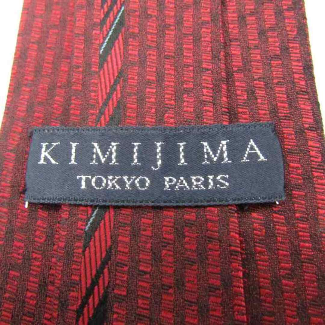 キミジマ ブランド ネクタイ ストライプ柄 パネル柄 シルク 日本製 PO  メンズ ワインレッド KIMIJIMA PARIS TOKYO メンズのファッション小物(ネクタイ)の商品写真