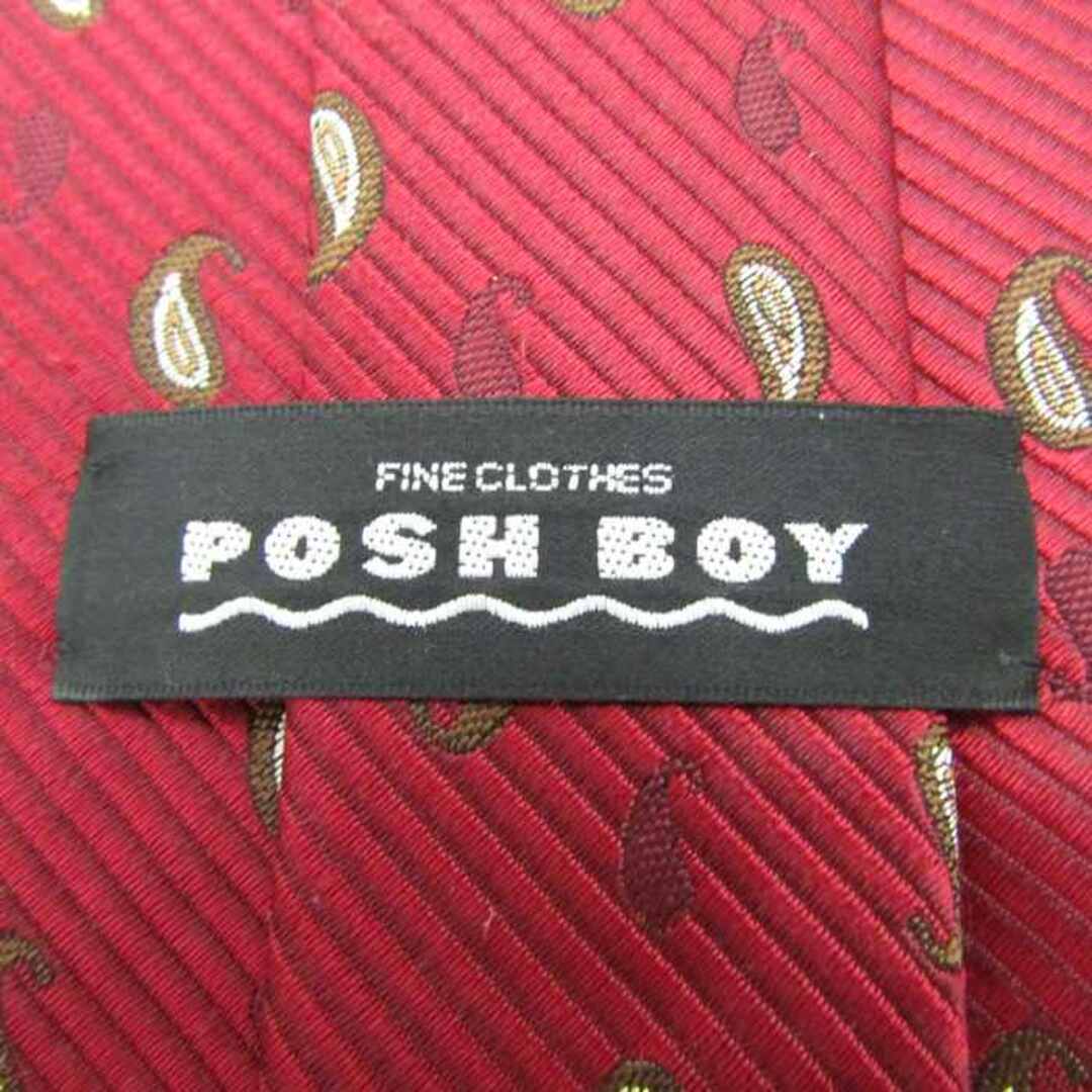 ポッシュボーイ ブランド ネクタイ ストライプ柄 ペイズリー シルク 日本製 PO  メンズ ワインレッド POSH BOY メンズのファッション小物(ネクタイ)の商品写真