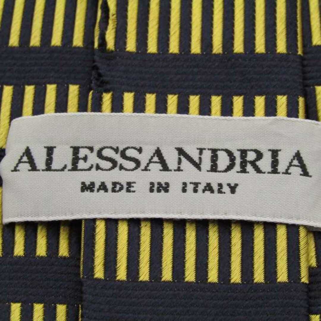 アレッサンドリア ブランド ネクタイ ボーダー柄 格子柄 シルク イタリア製 PO  メンズ イエロー ALESSANDRIA メンズのファッション小物(ネクタイ)の商品写真