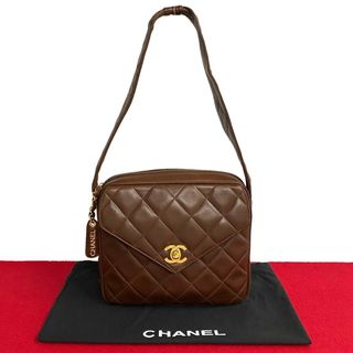 シャネル(CHANEL)の極美品 シール有 4番台 CHANEL シャネル マトラッセ ラムスキン レザー ミニ ショルダーバッグ ポシェット ワンショルダー ブラウン 35007(ショルダーバッグ)