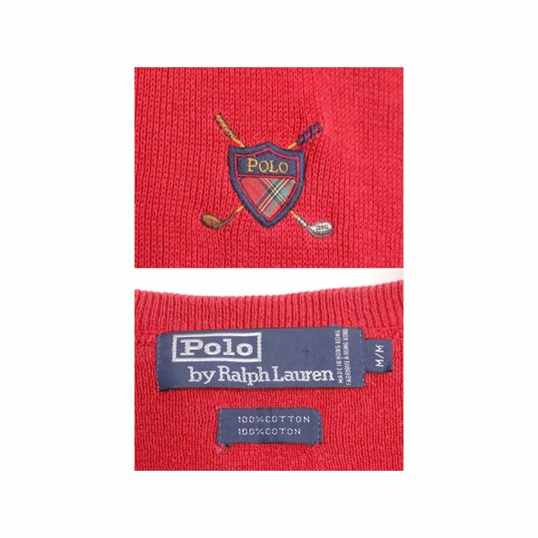 Ralph Lauren(ラルフローレン)の90s 初期 ポロ ゴルフ ラルフローレン コットン ニット ベスト メンズ レディース M / 90年代 POLO GOLF 重ね着 Vネック ワンポイント 赤 メンズのトップス(ベスト)の商品写真