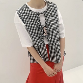 NUGU完売商品！✨check flared ribbon vest(ベスト/ジレ)