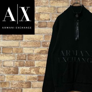 ARMANI EXCHANGE - アルマーニエクスチェンジ　デザインニット　セーター　ハーフジップ　ビッグロゴ　S