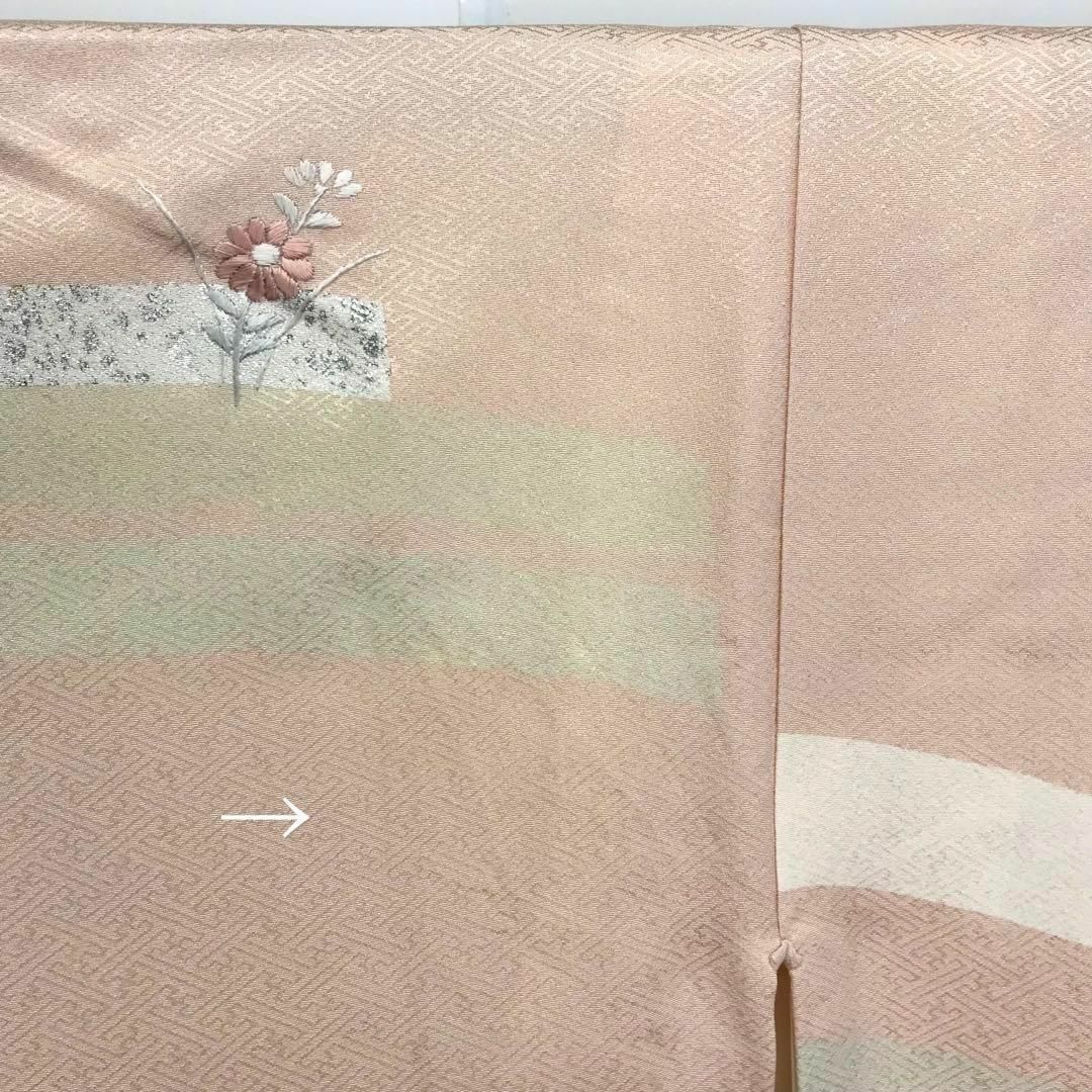 付下げ 花の刺繍 金銀彩 紗綾形紋様 ピンク 着物 RK-1102 レディースの水着/浴衣(着物)の商品写真