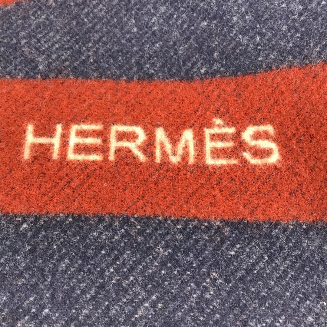 Hermes(エルメス)のエルメス HERMES ブランデンブルク ブランケット スロー 毛布 インテリア 大判 プレード ブランケット ウール ネイビー 美品 インテリア/住まい/日用品のインテリア/住まい/日用品 その他(その他)の商品写真