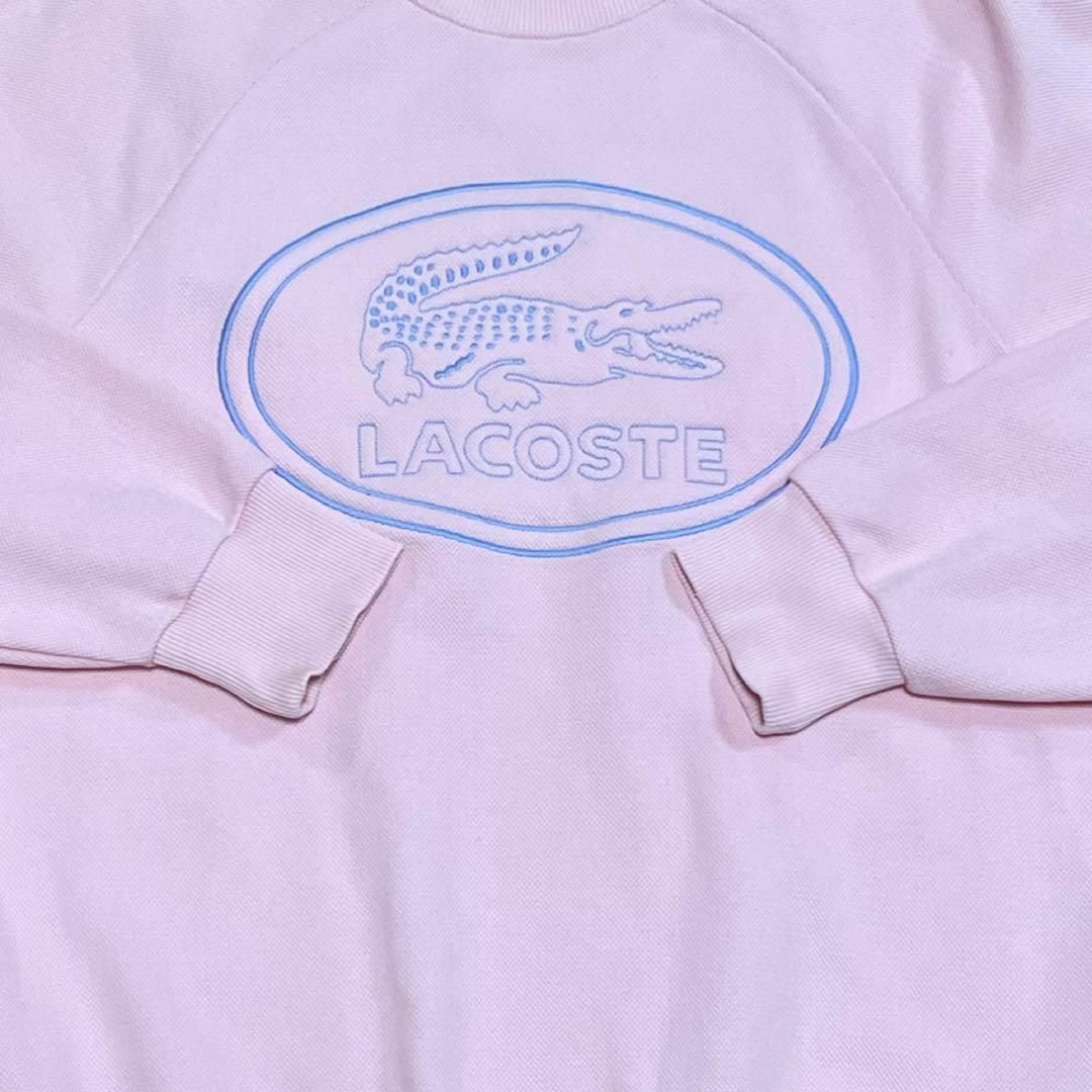 LACOSTE(ラコステ)のラコステ　スウェット　トレーナー　ビッグロゴ　刺繍　ピンク　ルーズフィット　S メンズのトップス(スウェット)の商品写真