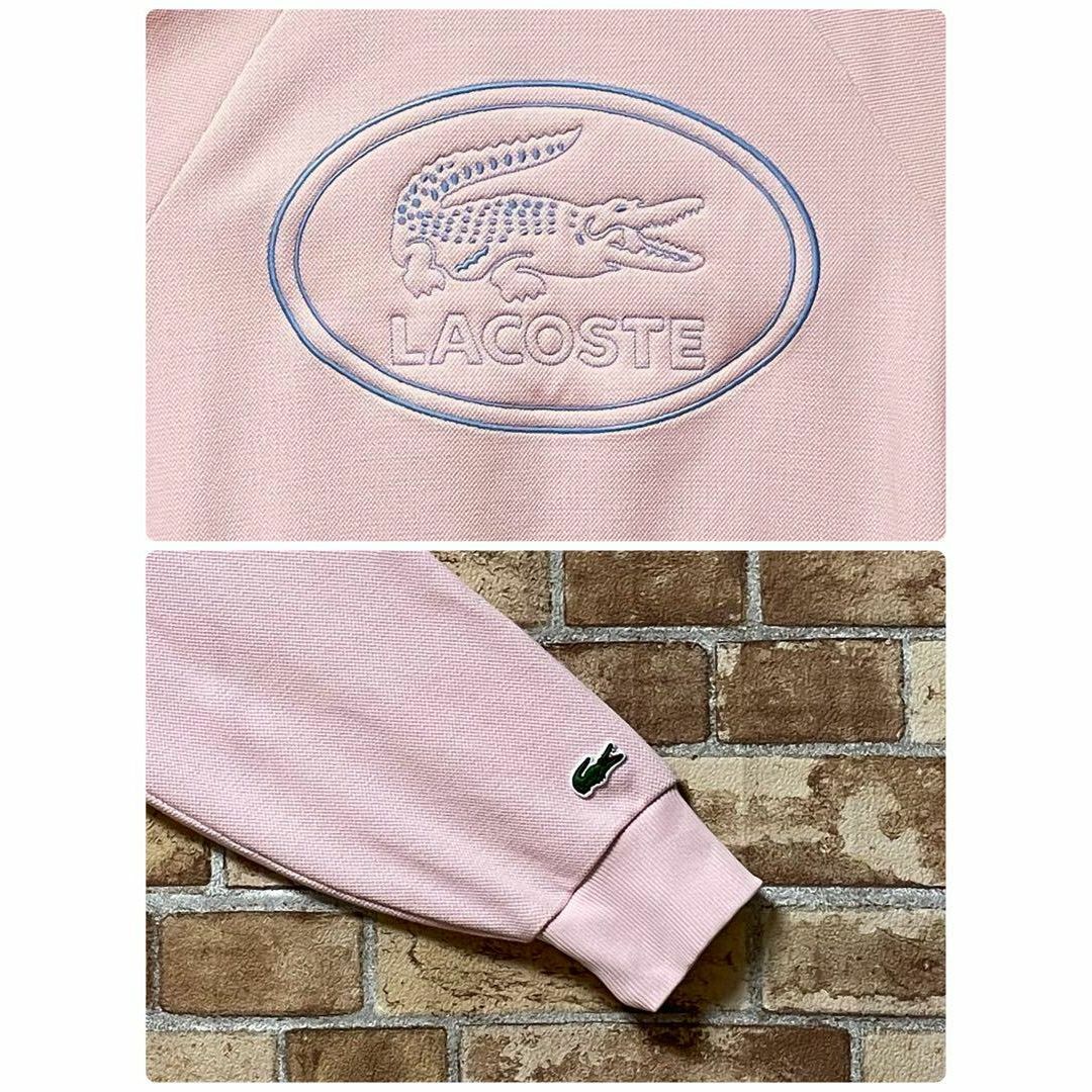 LACOSTE(ラコステ)のラコステ　スウェット　トレーナー　ビッグロゴ　刺繍　ピンク　ルーズフィット　S メンズのトップス(スウェット)の商品写真