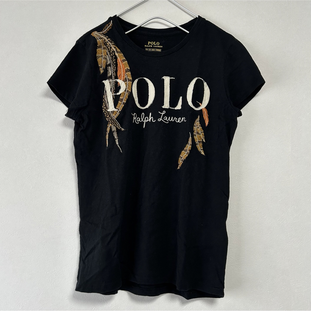 Ralph Lauren(ラルフローレン)の古着 90s POLO Ralph Lauren デカロゴ刺繍Tシャツ ブラック レディースのトップス(Tシャツ(半袖/袖なし))の商品写真