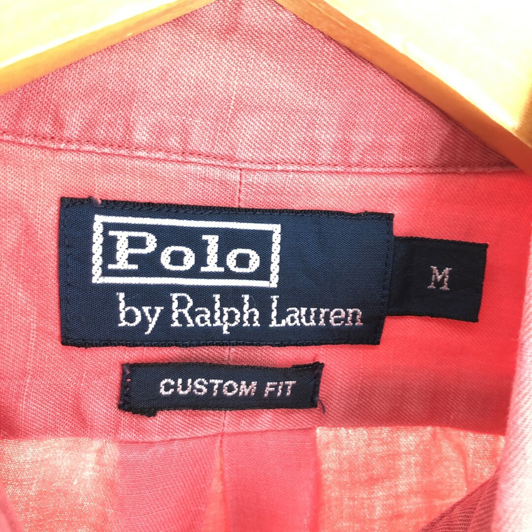 Ralph Lauren(ラルフローレン)の古着 ラルフローレン Ralph Lauren CUSTOM FIT 半袖 シルク×リネン ボタンダウンシャツ メンズM /eaa446584 メンズのトップス(シャツ)の商品写真