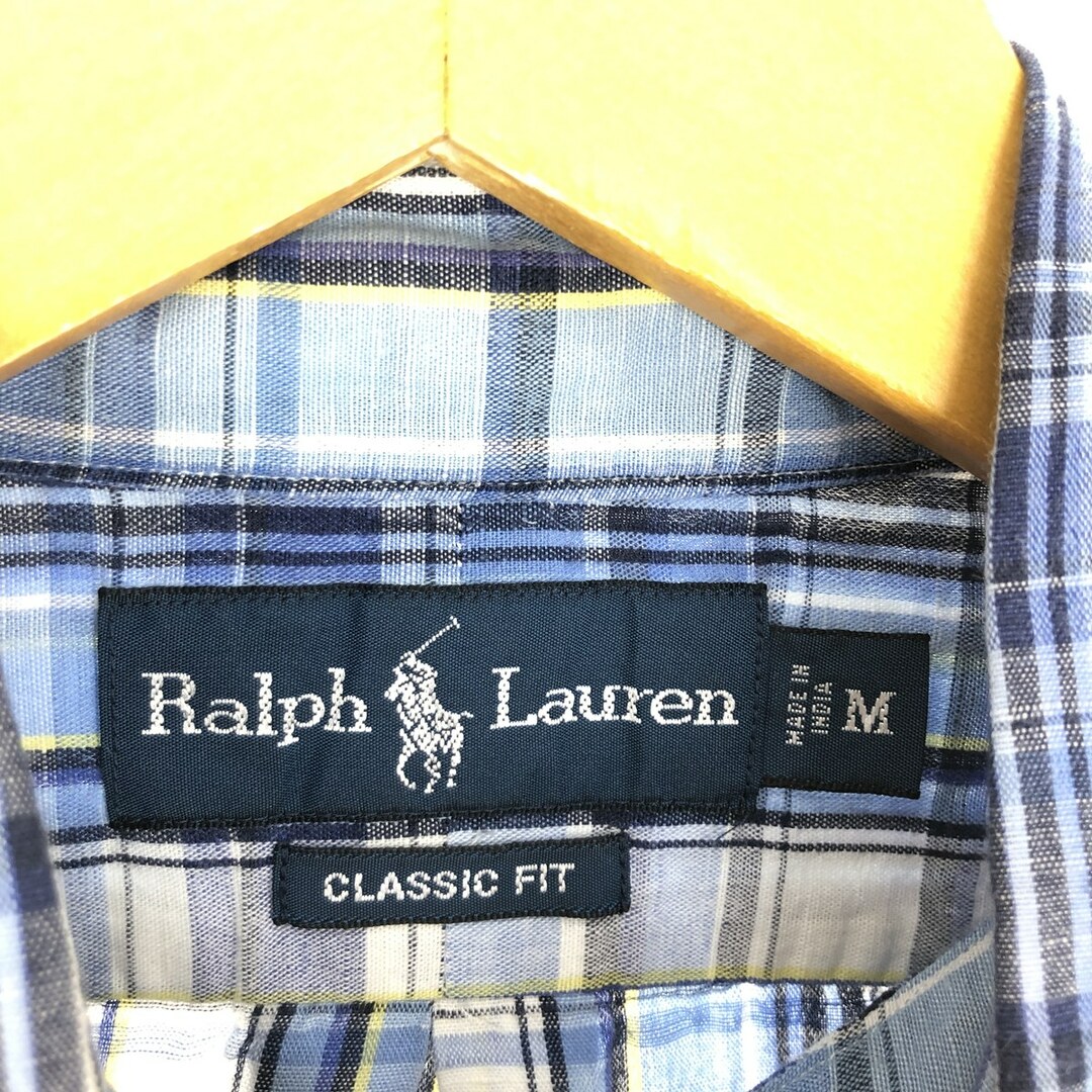 Ralph Lauren(ラルフローレン)の古着 ラルフローレン Ralph Lauren CLASSIC FIT 半袖 ボタンダウン チェックシャツ メンズM /eaa446592 メンズのトップス(シャツ)の商品写真
