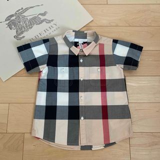 バーバリー(BURBERRY)のクリーニング済み バーバリー ベビー キッズ 半袖 チェック シャツ 3Y(ブラウス)