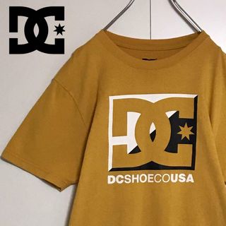 【美品】ディーシー　DC ビッグロゴ入りTシャツ　マスタードカラー　F978(Tシャツ/カットソー(半袖/袖なし))