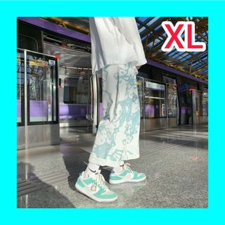 パンツ 白 XL メンズ カジュアル ゆったり ストリート アメリカン(その他)