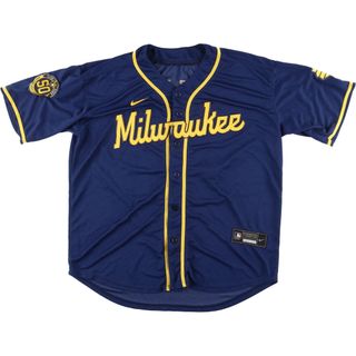 古着 MLB MILWAUKEE BREWER'S ミルウォーキー ブリュワーズ ゲームシャツ ベースボールシャツ メンズXL /eaa445671(シャツ)