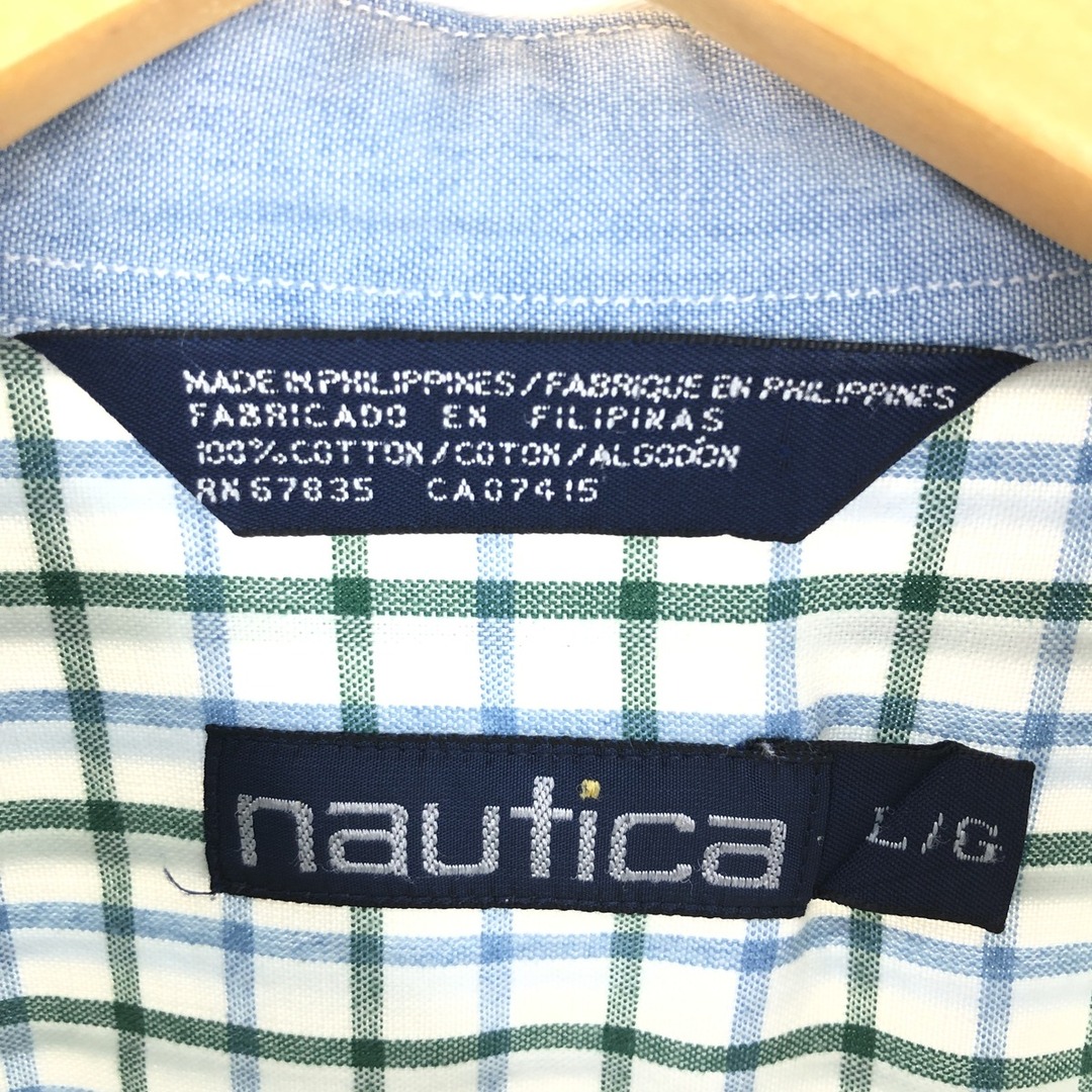 NAUTICA(ノーティカ)の古着 ノーティカ NAUTICA ストライプ柄 チェック柄 クレイジーパターン 長袖 ボタンダウンシャツ メンズL /eaa442325 メンズのトップス(シャツ)の商品写真