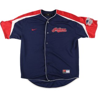 NIKE - 古着 00年代 ナイキ NIKE MLB CLEVELAND INDIANS クリーブランドインディアンス ナンバリング ゲームシャツ ベースボールシャツ メンズXL /eaa445684