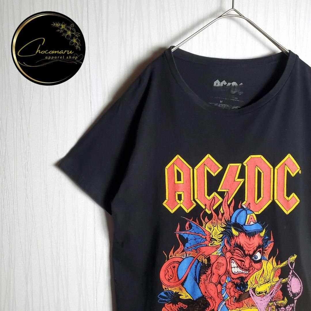 VINTAGE(ヴィンテージ)のバンドTシャツ 音楽 半袖 ビッグプリント ACDC M ブラック 黒 古着 メンズのトップス(Tシャツ/カットソー(半袖/袖なし))の商品写真