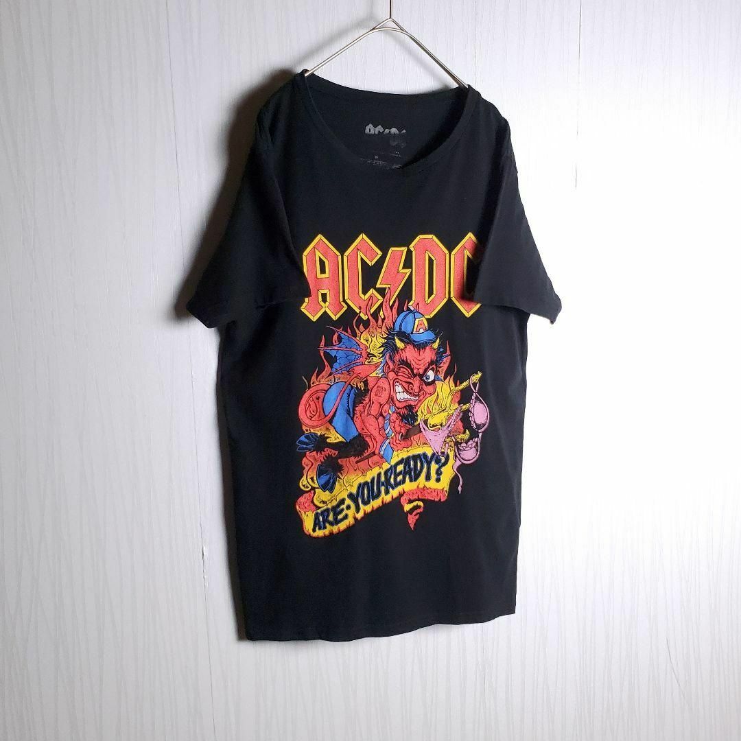 VINTAGE(ヴィンテージ)のバンドTシャツ 音楽 半袖 ビッグプリント ACDC M ブラック 黒 古着 メンズのトップス(Tシャツ/カットソー(半袖/袖なし))の商品写真