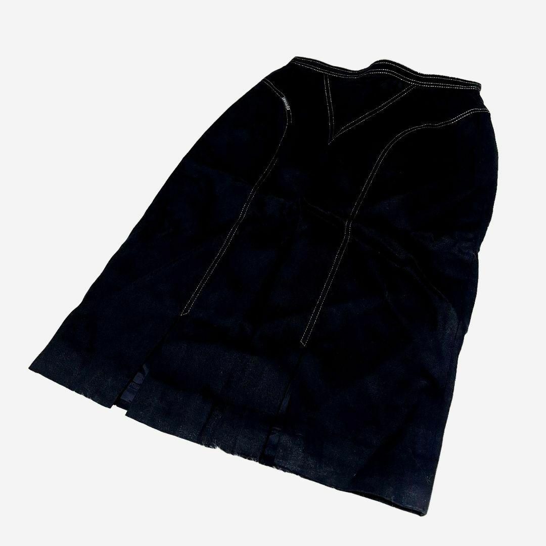 LEONARD(レオナール)の【大人気デザイン◎】LEONARD デニム調シルクスカート 69-95 ブラック レディースのスカート(ひざ丈スカート)の商品写真