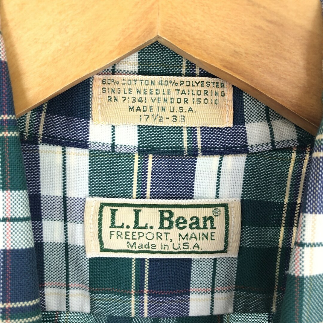 L.L.Bean(エルエルビーン)の古着 90年代 エルエルビーン L.L.Bean 長袖 ボタンダウンチェックシャツ USA製 メンズXL ヴィンテージ /eaa442335 メンズのトップス(シャツ)の商品写真