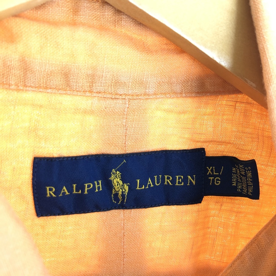 Ralph Lauren(ラルフローレン)の古着 ラルフローレン Ralph Lauren 長袖 リネン ボタンダウンシャツ メンズXL /eaa446579 メンズのトップス(シャツ)の商品写真