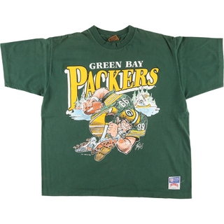 古着 80年代 NUTMEG NFL GREEN BAY PACKERS グリーンベイパッカーズ スポーツTシャツ USA製 メンズL ヴィンテージ /eaa442282(Tシャツ/カットソー(半袖/袖なし))