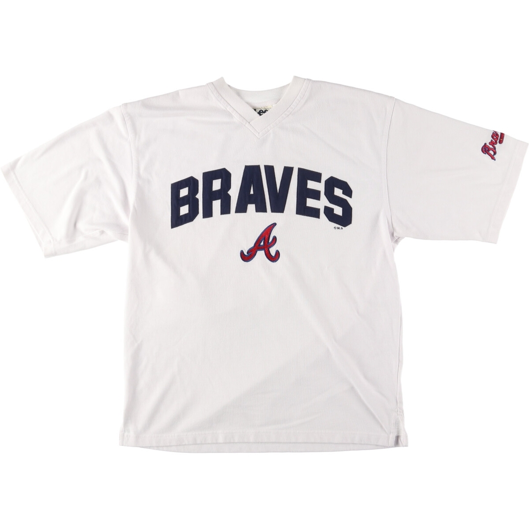 Lee(リー)の古着 リー Lee MLB ATLANTA BRAVES アトランタブレーブス Vネック ロゴTシャツ メンズL /eaa442291 メンズのトップス(Tシャツ/カットソー(半袖/袖なし))の商品写真
