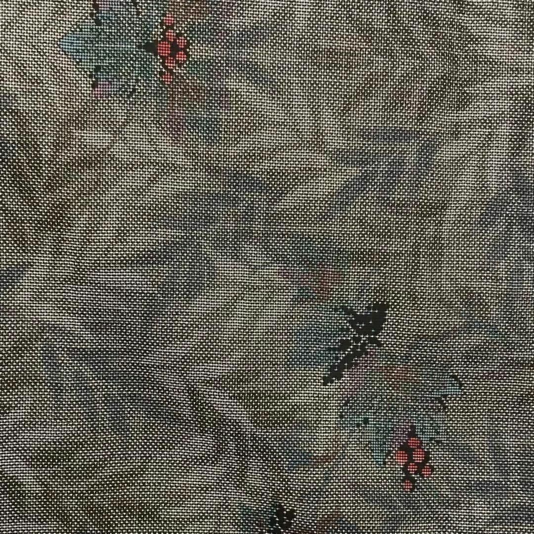 大島紬 カタス式 葡萄柄 葉模様 茶泥染 ぶどう 着物 RK-1083 レディースの水着/浴衣(着物)の商品写真