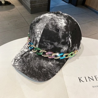 【限定】ユニセックス　 チェーン　ブラック　ストリート　帽子　ヒップホップ　韓国(キャップ)