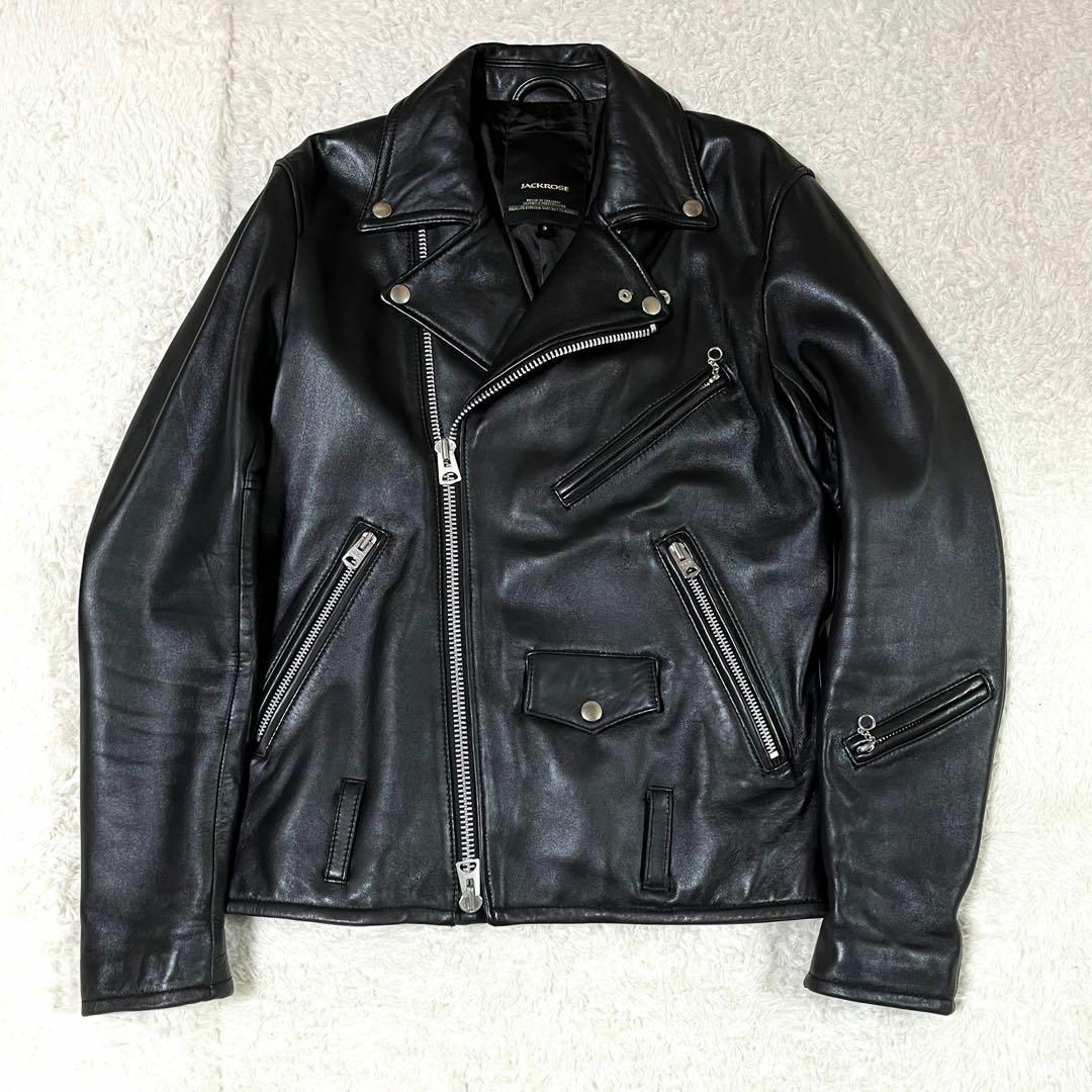 JACKROSE(ジャックローズ)の美品 ジャックローズ ローリングストーンズ ダブル ライダースジャケット 黒 M メンズのジャケット/アウター(レザージャケット)の商品写真