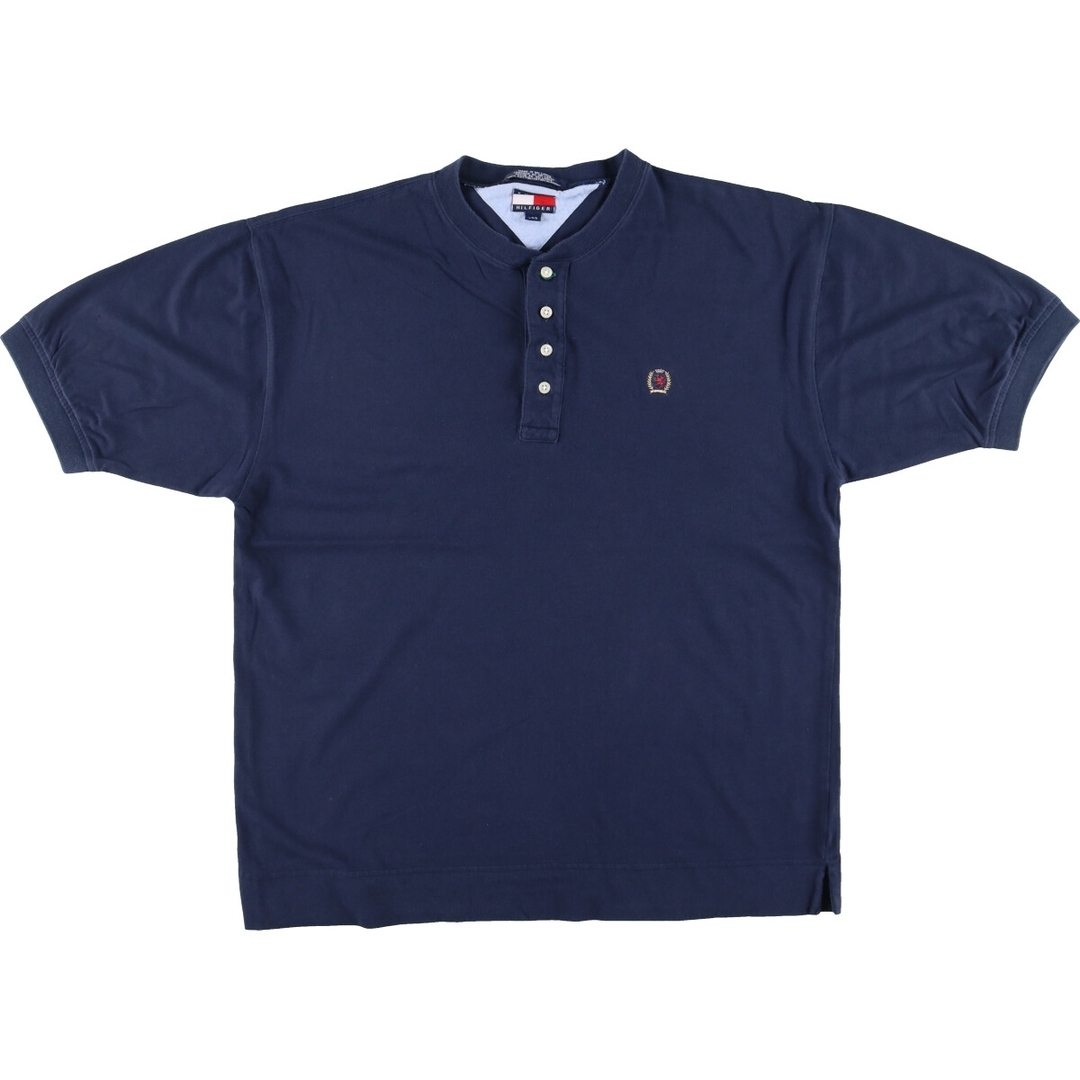 TOMMY HILFIGER(トミーヒルフィガー)の古着 トミーヒルフィガー TOMMY HILFIGER ヘンリーネック 半袖 ワンポイントロゴTシャツ メンズL /eaa446605 メンズのトップス(Tシャツ/カットソー(半袖/袖なし))の商品写真