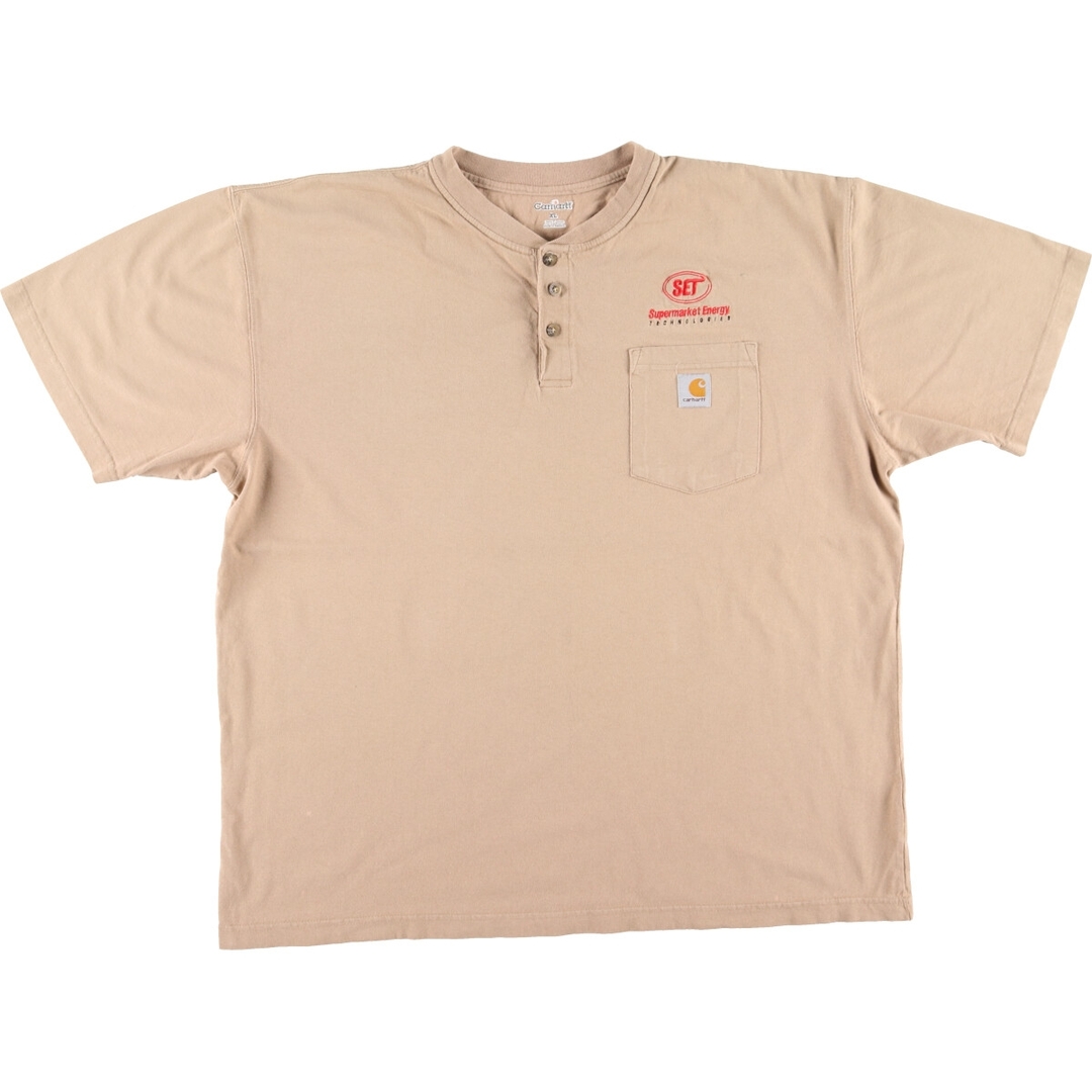 carhartt(カーハート)の古着 カーハート Carhartt ヘンリーネック 半袖 ワンポイントロゴポケットTシャツ メンズXL /eaa446606 メンズのトップス(Tシャツ/カットソー(半袖/袖なし))の商品写真