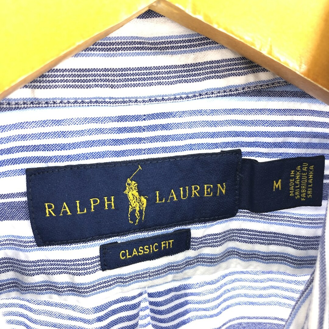 Ralph Lauren(ラルフローレン)の古着 ラルフローレン Ralph Lauren CLASSIC FIT  ボーダー柄 長袖 ボタンダウンシャツ メンズM /eaa446791 メンズのトップス(シャツ)の商品写真