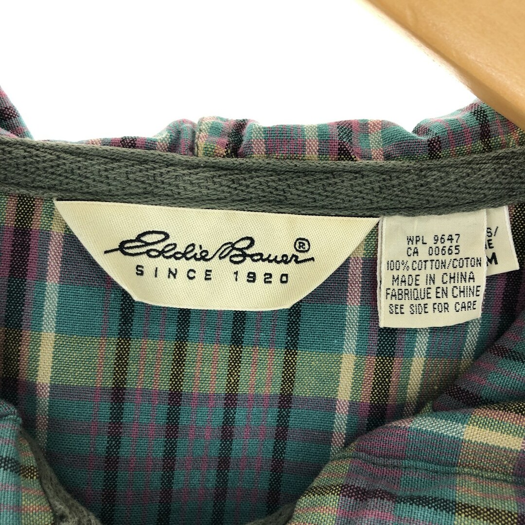 Eddie Bauer(エディーバウアー)の古着 エディーバウアー Eddie Bauer チェック柄 フード付き ハーフジップ コットンプルオーバー レディースM /eaa446417 レディースのジャケット/アウター(その他)の商品写真