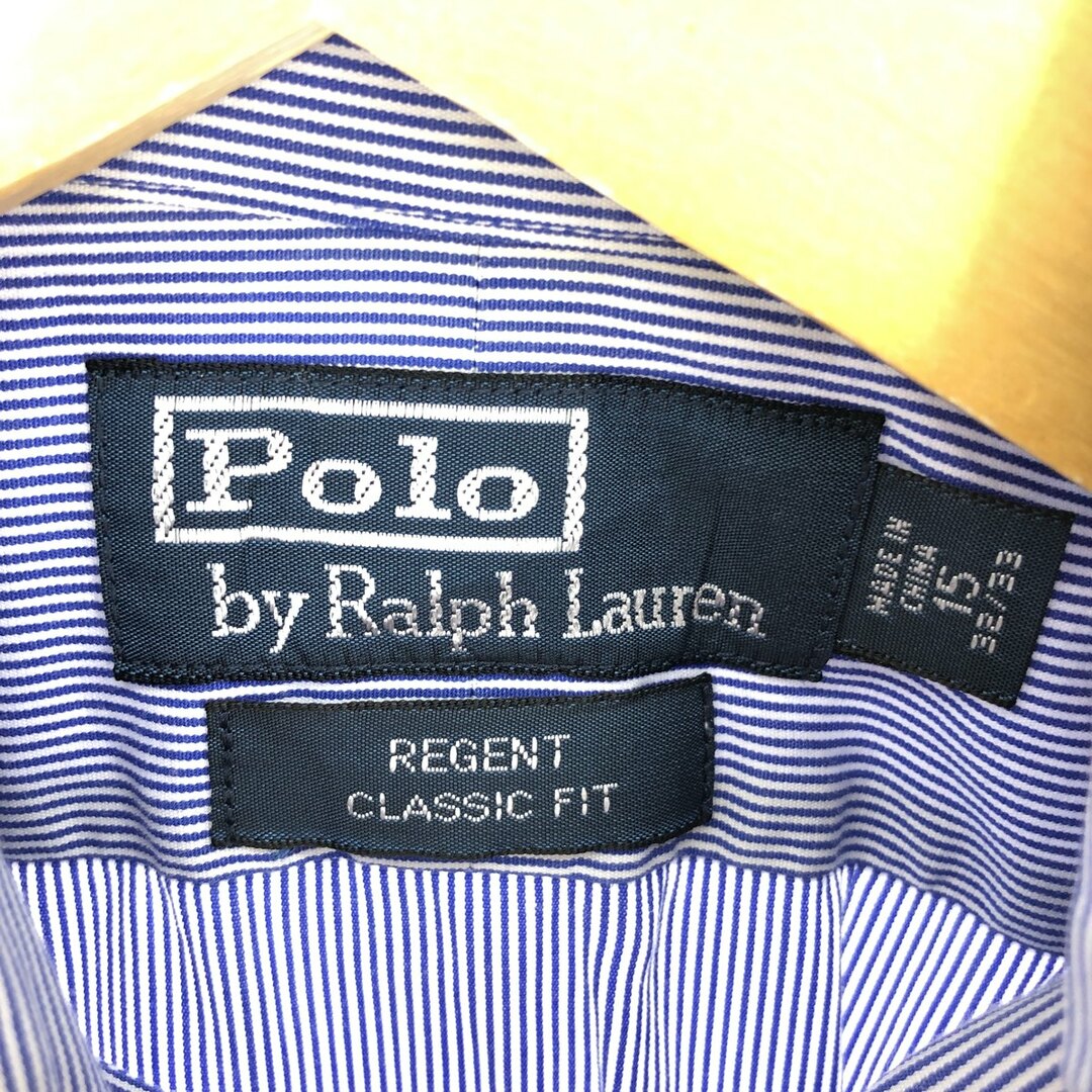 Ralph Lauren(ラルフローレン)の古着 ラルフローレン Ralph Lauren CLASSIC FIT  ワイドカラー 長袖 コットンストライプシャツ メンズM /eaa446793 メンズのトップス(シャツ)の商品写真