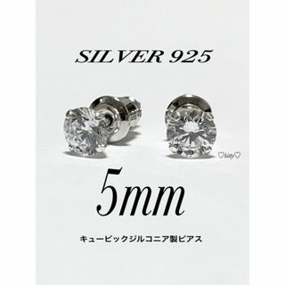 【シルバー925&ジルコニア 5mm ピアス 2個】(ピアス(両耳用))