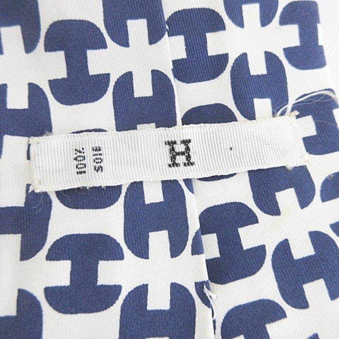 Hermes(エルメス)のエルメス HERMES ネクタイ ワイドタイ 総柄 白 紺 ホワイト ネイビー メンズのファッション小物(ネクタイ)の商品写真