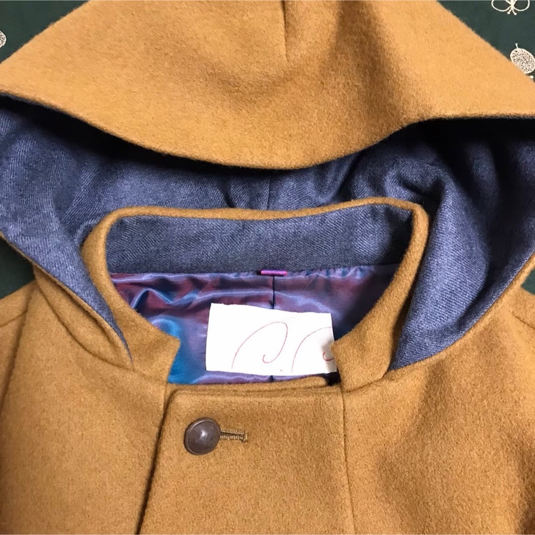 【新品】パラスパレス レザーパイピング ウールメントンコート フーデットコート レディースのジャケット/アウター(トレンチコート)の商品写真