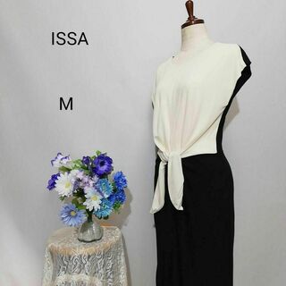 イッサ(ISSA)のイッサ　極上美品　伸縮性有り　ドレス　ワンピース　パーティー　Мサイズ(ひざ丈ワンピース)