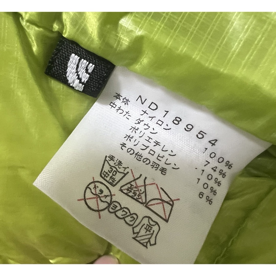 THE NORTH FACE(ザノースフェイス)のノースフェイス　インナーダウン　Sサイズ　黄緑色 メンズのジャケット/アウター(ダウンジャケット)の商品写真