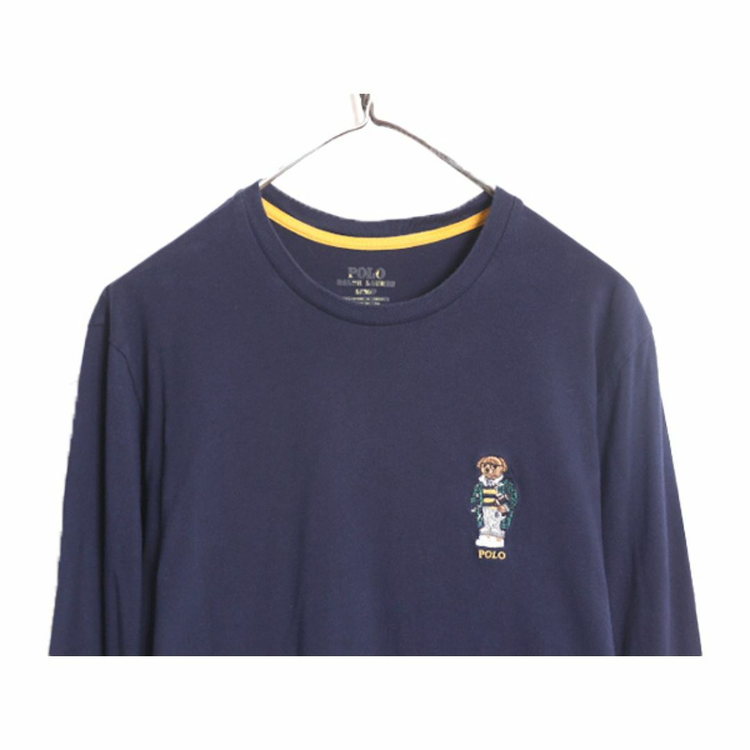 Ralph Lauren(ラルフローレン)のポロベアー ポロ ラルフローレン 長袖 Tシャツ メンズ S / 古着 ロンT キャラクター ワンポイント 紺 ポロベア 刺繍 クルーネック ネイビー メンズのトップス(Tシャツ/カットソー(七分/長袖))の商品写真