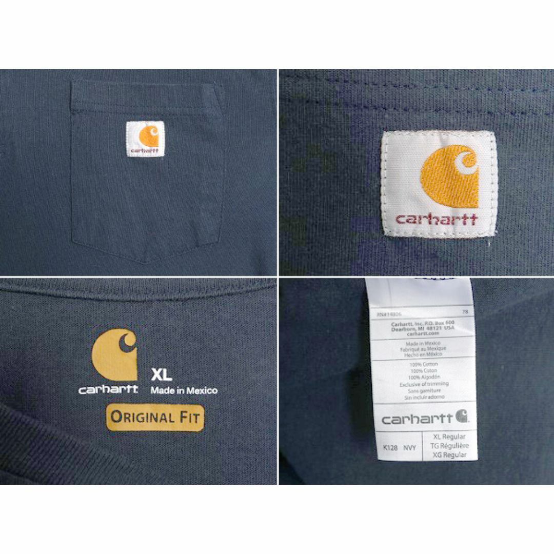 US企画 カーハート ヘンリーネック ポケット付き 長袖 Tシャツ メンズ XL / CARHARTT ロンT ポケT 大きいサイズ ヘビーウェイト ネイビー メンズのトップス(Tシャツ/カットソー(七分/長袖))の商品写真