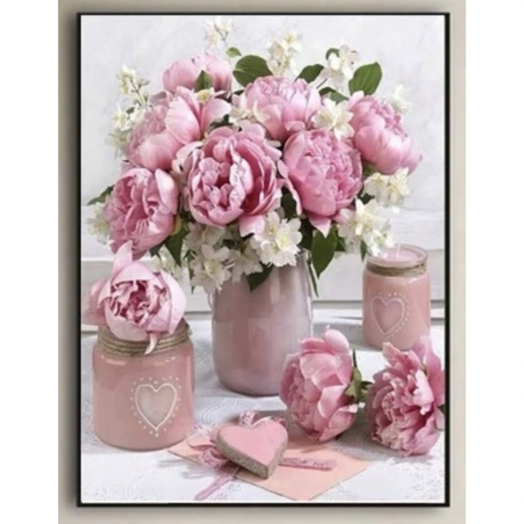 ダイヤモンドアート バラ 薔薇 ピンク花 ハンドメイドのインテリア/家具(アート/写真)の商品写真