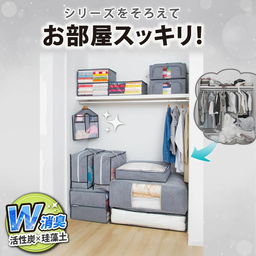 アストロ 消臭 衣類収納ケース 3枚組 活性炭と珪藻土のWパワー 消臭保管 通気 インテリア/住まい/日用品の収納家具(押し入れ収納/ハンガー)の商品写真