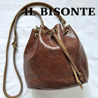 イルビゾンテ(IL BISONTE)の✨極美品✨即完　イルビゾンテ　ショルダーバッグ　レザー　ブラウン　巾着(ショルダーバッグ)