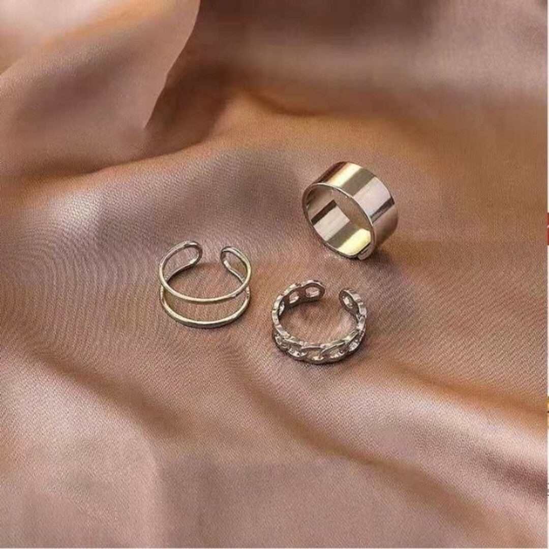 【大人気】3点セット　シルバー　リング　指輪　韓国　メンズ　レディース レディースのアクセサリー(リング(指輪))の商品写真