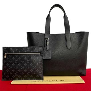 ルイヴィトン(LOUIS VUITTON)の未使用保管品 希少品 袋付 LOUIS VUITTON ルイヴィトン カバヴォワヤージュ レザー ハンドバッグ トートバッグ ブラック 黒 メンズ 25172(トートバッグ)