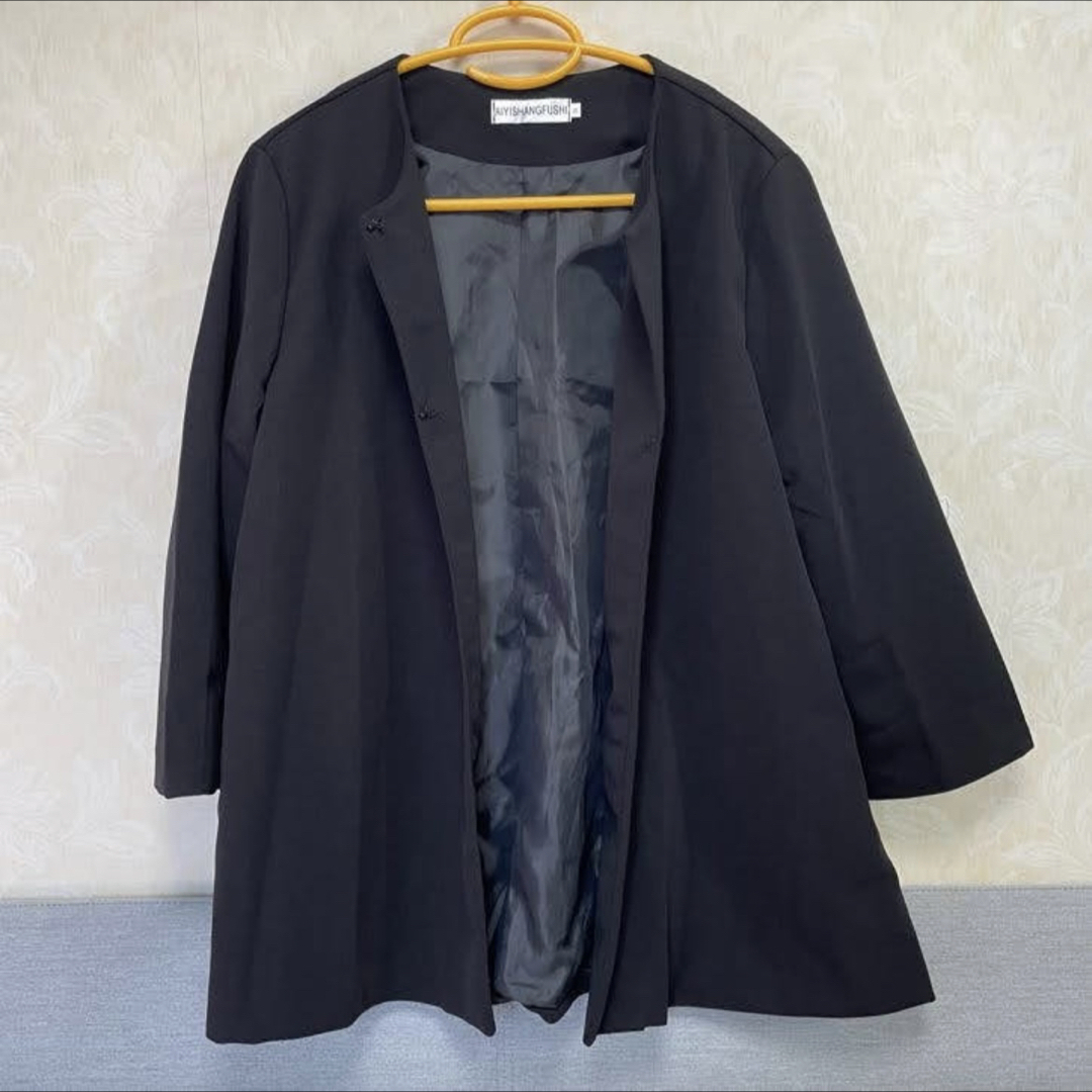M パンツスーツ フォーマル ジャケット 通勤 オフィスカジュアル 黒 ブラック レディースのフォーマル/ドレス(スーツ)の商品写真